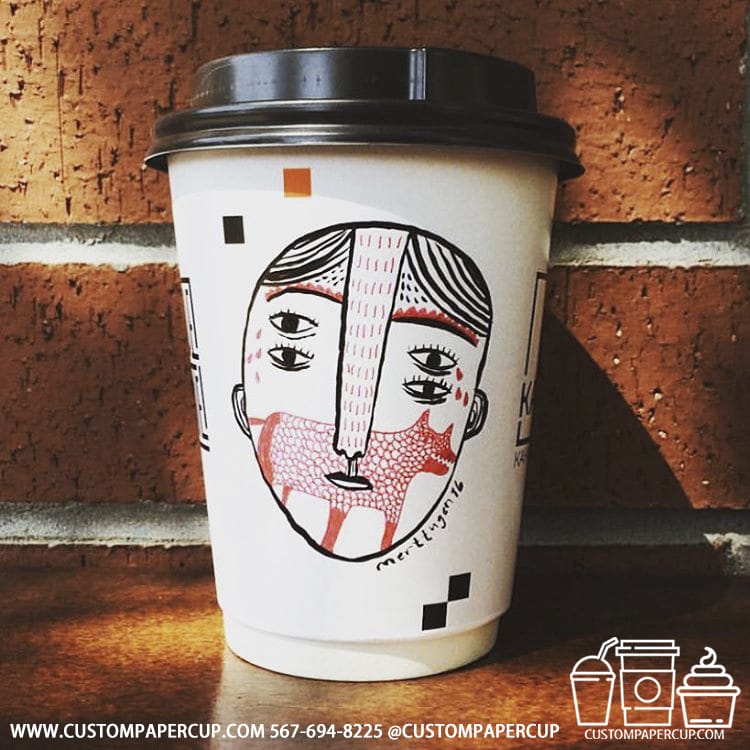 face strange animal custom paper cup design