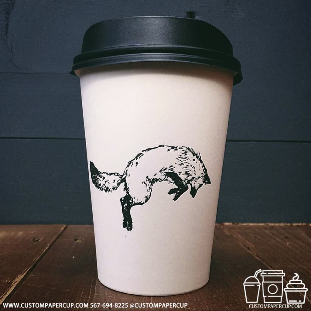 fox jump black white custom coffee cup