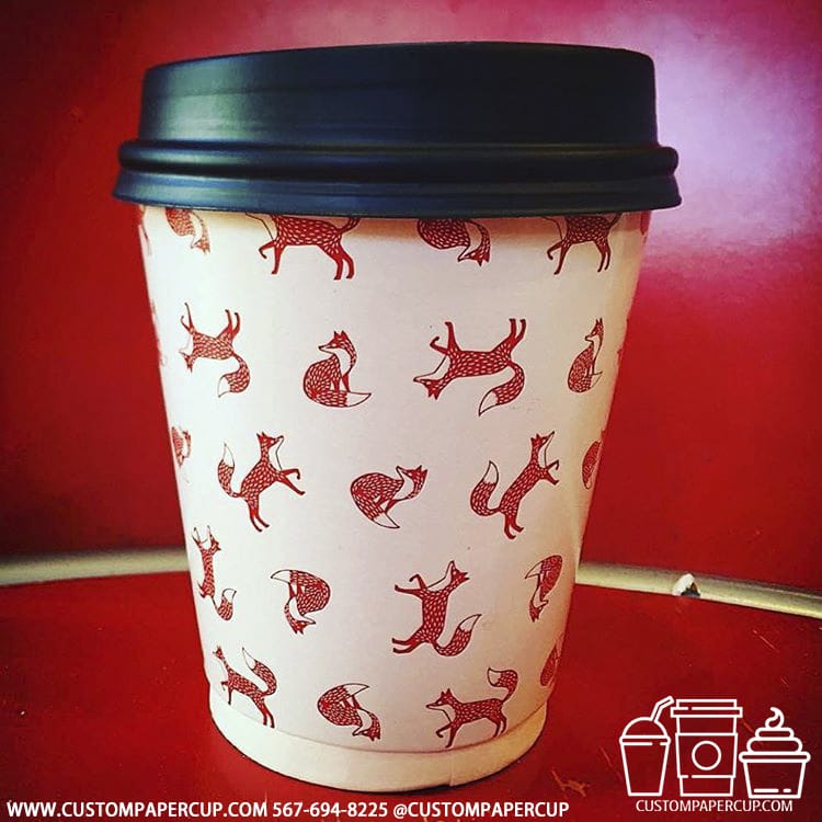 foxes mosaic red custom print cup