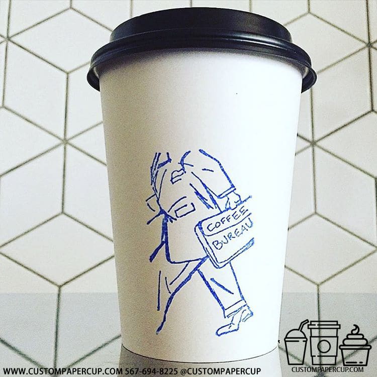 man coffee bureau suitcase drink cup