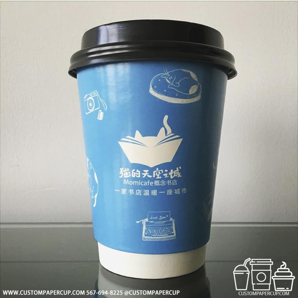 momicafe bookstore blue japanese double wall cup