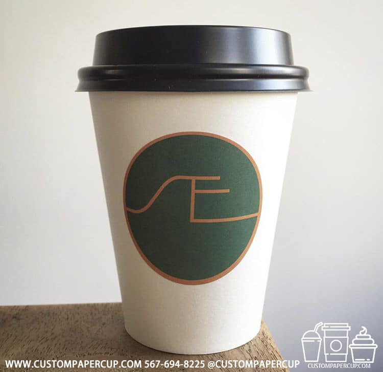 secoffee logo green gold custom cup