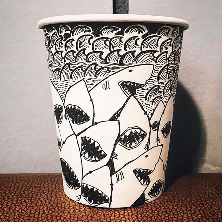 shark attach custom paper cup www