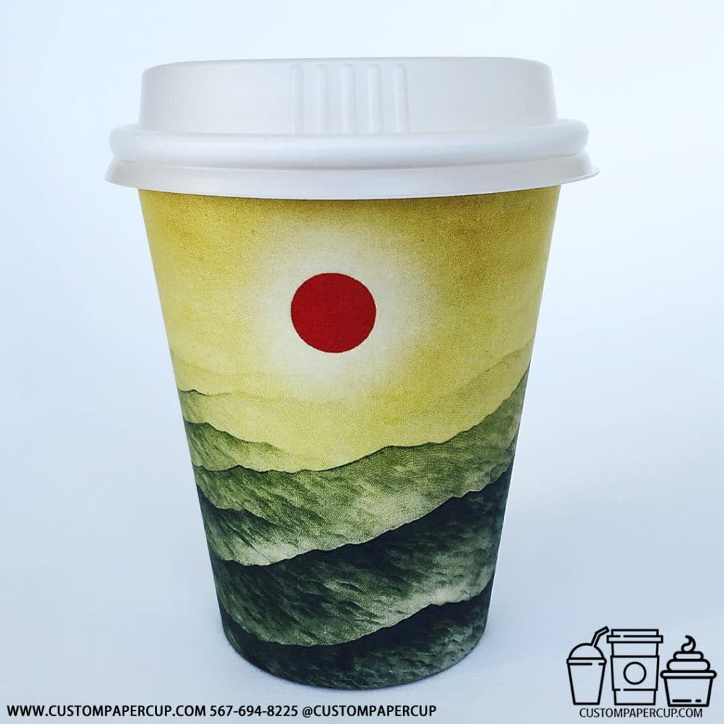 sun mountains painting red custom printed cup