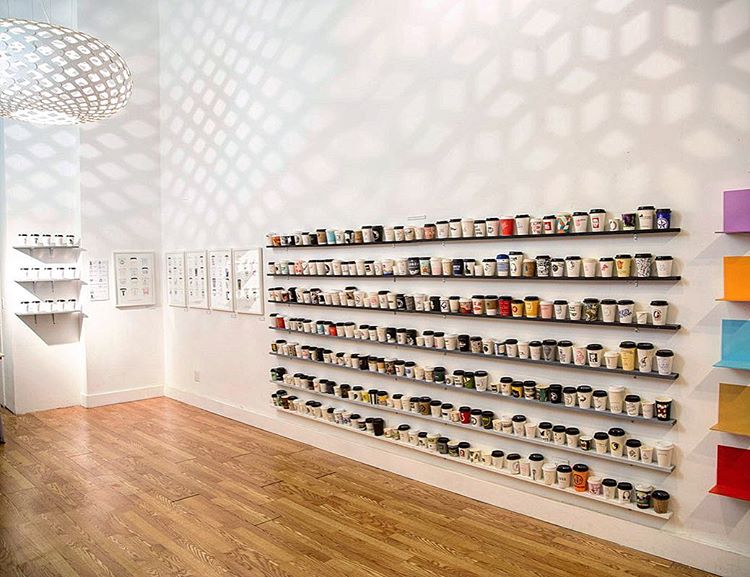 wall of coffee cups art custom www