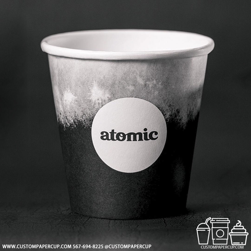 atomic logo custom printed paper coffee cups