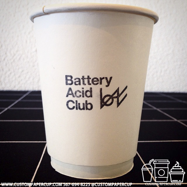 battery acid club custom printed paper coffee cups