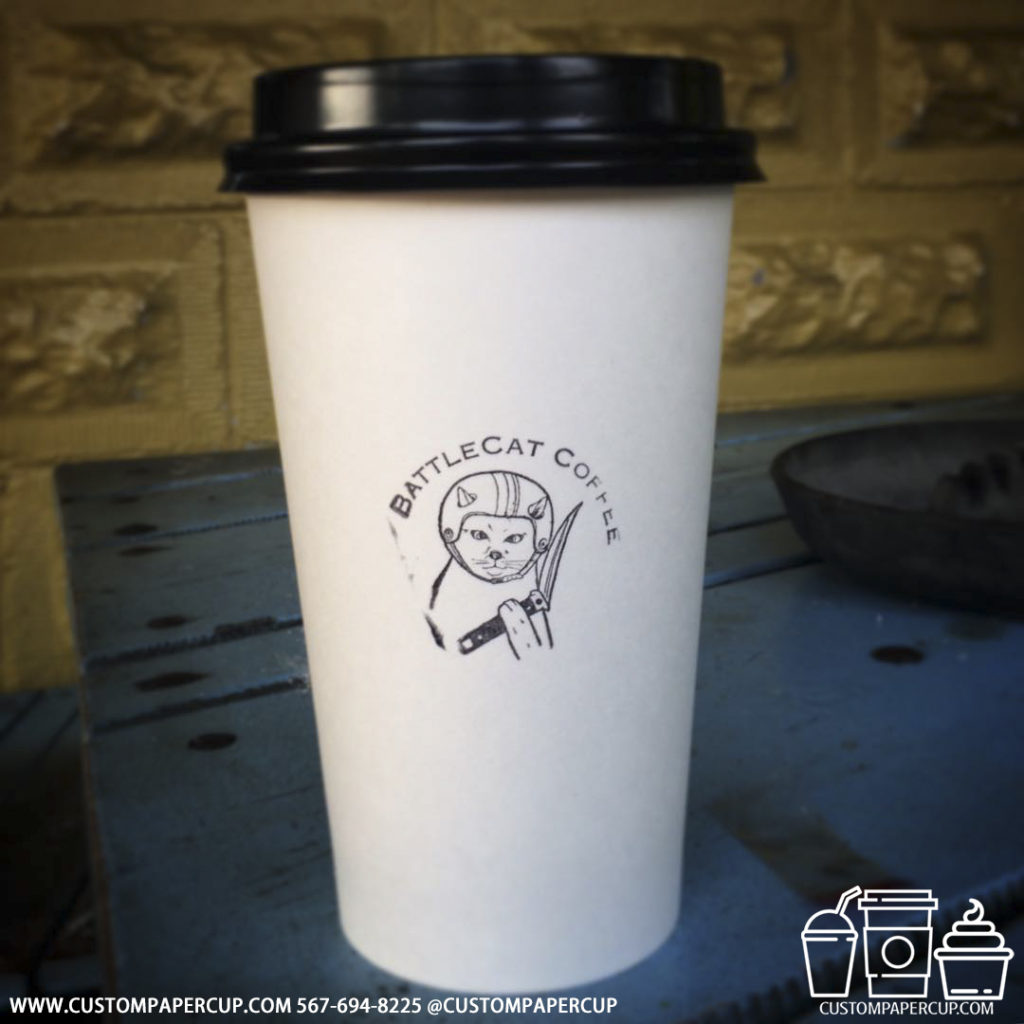battlecatcoffee logo custom printed paper coffee cups