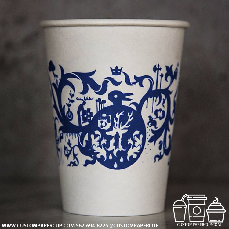 bird art blue custom printed coffee cup