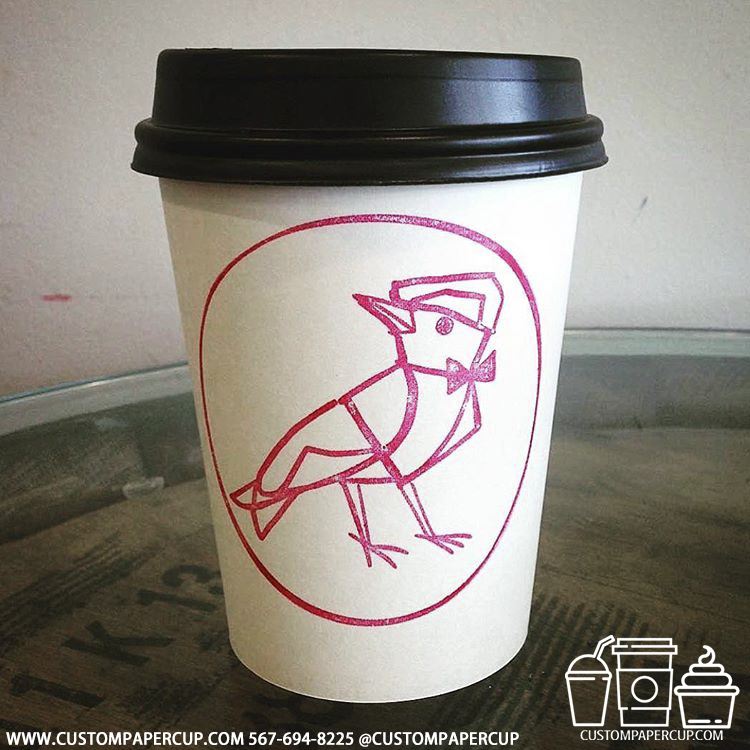 bird circled logo custom printed paper coffee cups