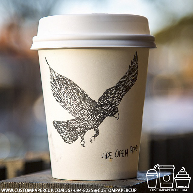 bird hawk predator custom printed paper coffee cups