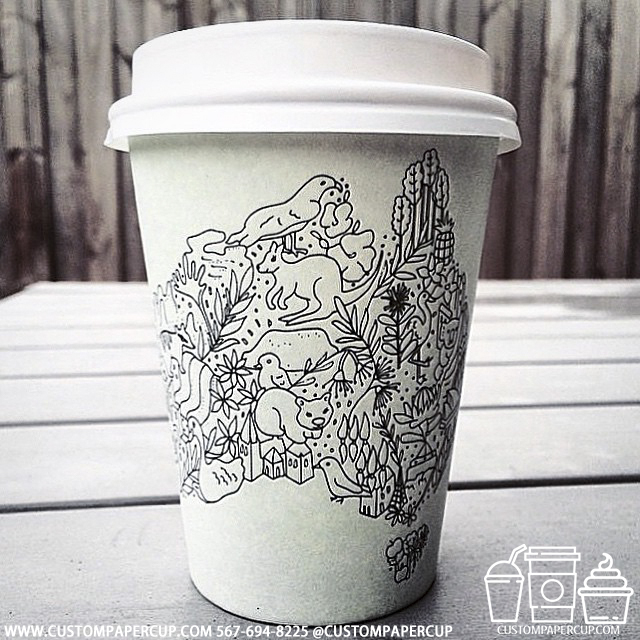 bird nest kangaroo custom printed paper coffee cups