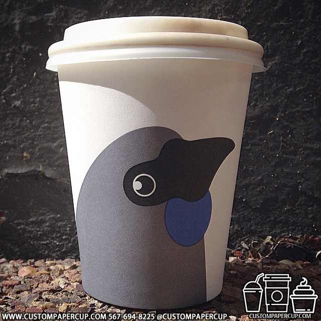 bird simple lid custom printed paper coffee cups