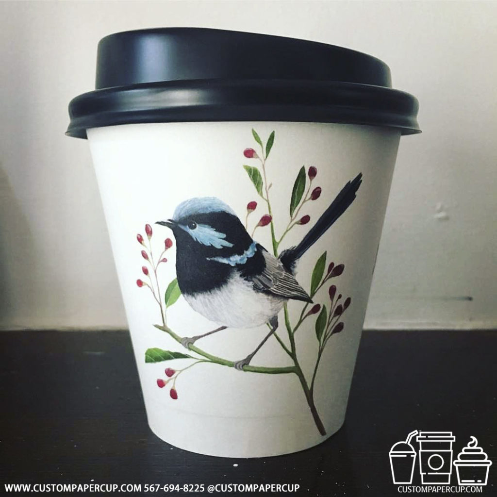 bird small custom printed paper coffee cups