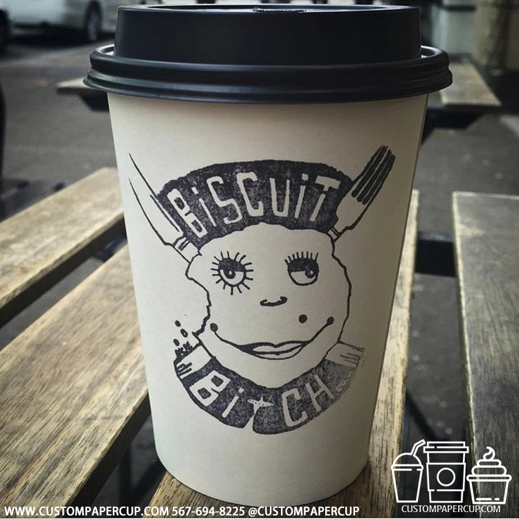 biscuitbitch plate biscuit logo custom printed coffee cup