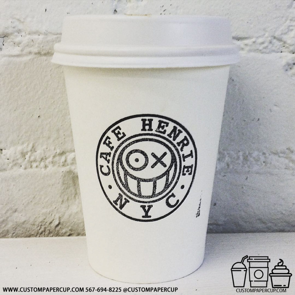 cafehenrie logo smile nyc custom printed coffee cup