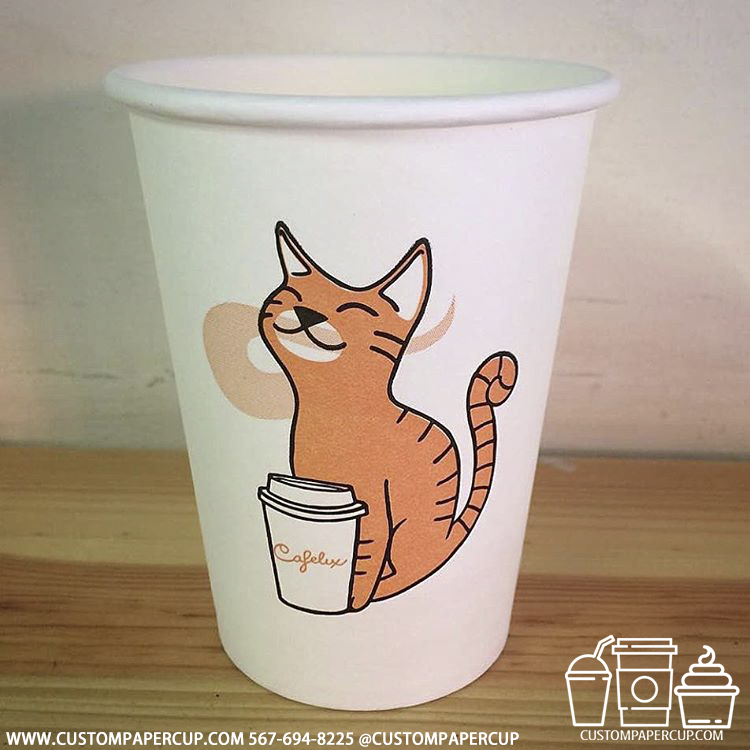 car orange custom printed paper coffee cups