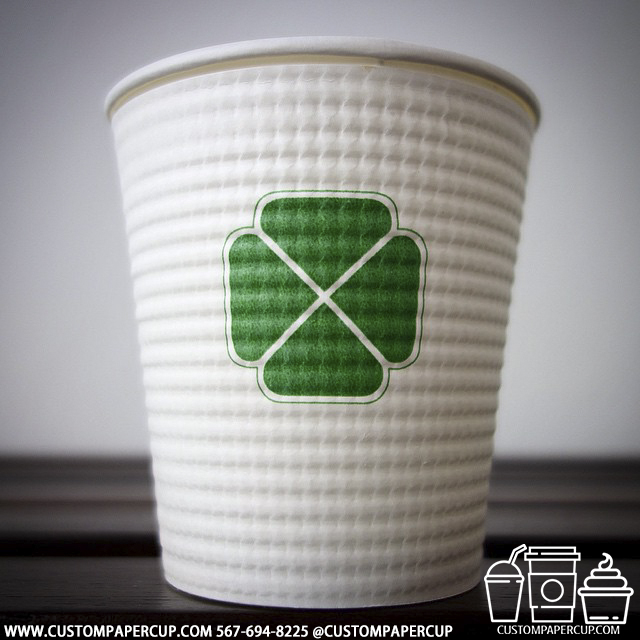 clover leaf eco pattern custom printed paper coffee cups
