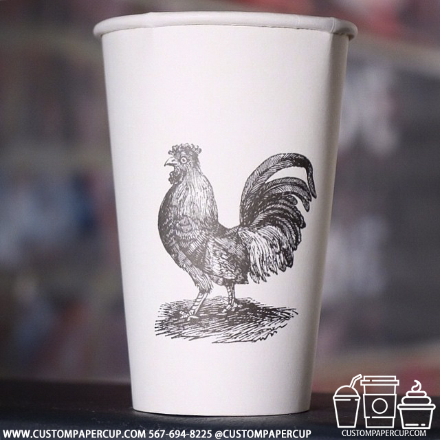 cock painted custom printed paper coffee cups