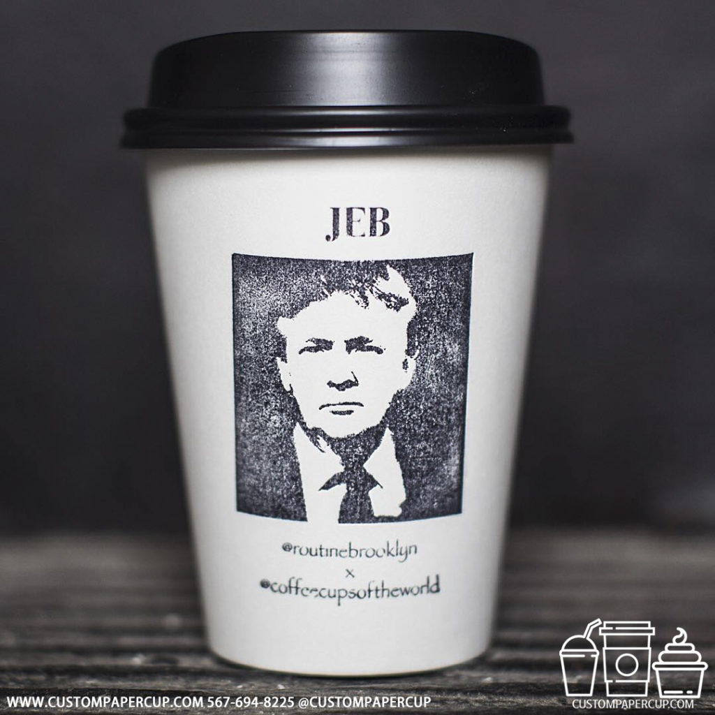 coffeecupsoftheworld jeb trump logo custom printed coffee cup