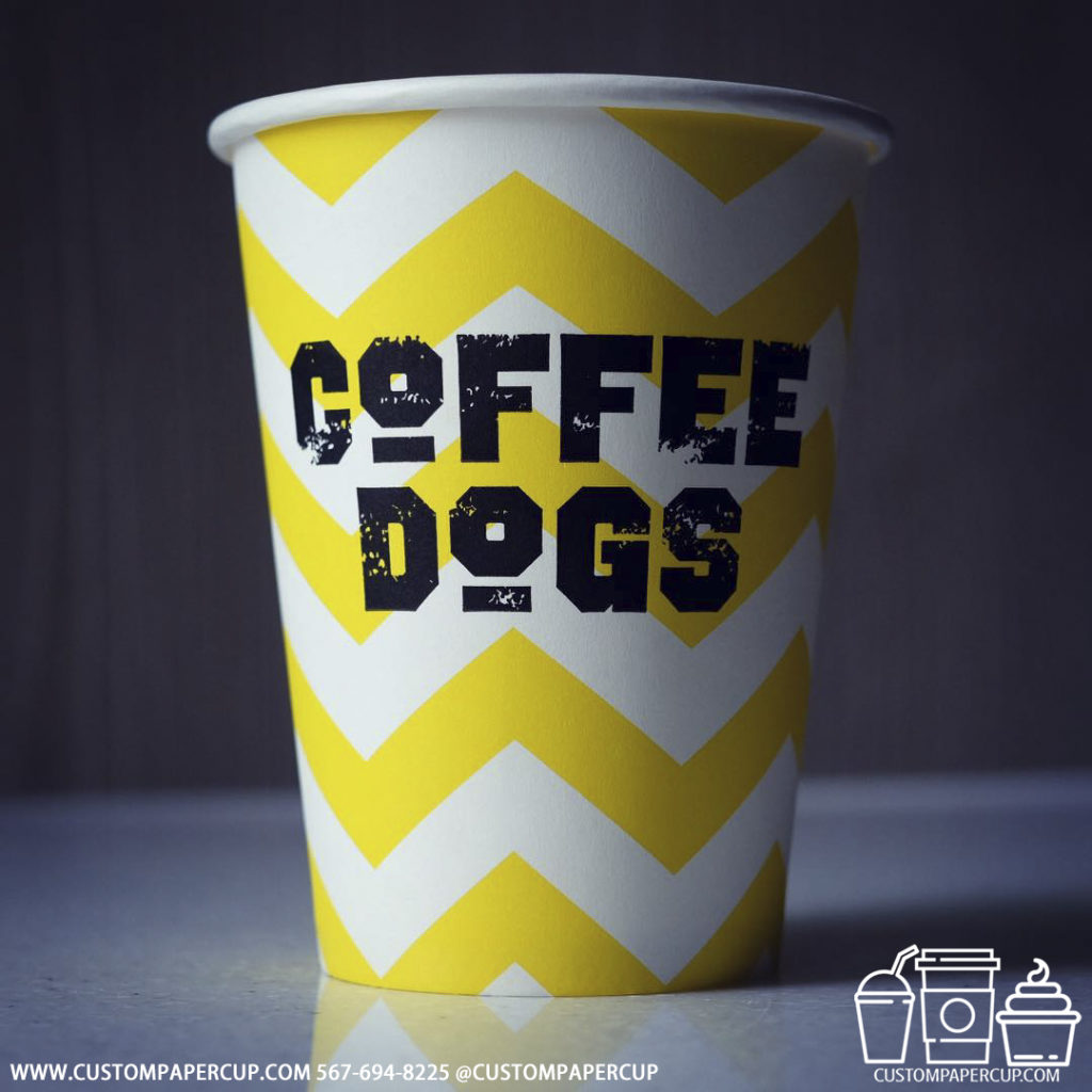 coffeedogs yellow wall full wrap custom printed coffee cup