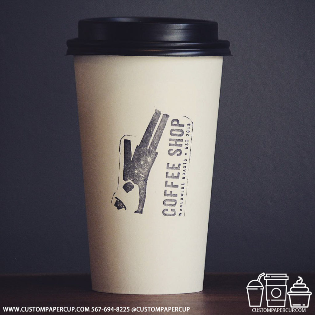 coffeeshop man upside down custom printed coffee cup