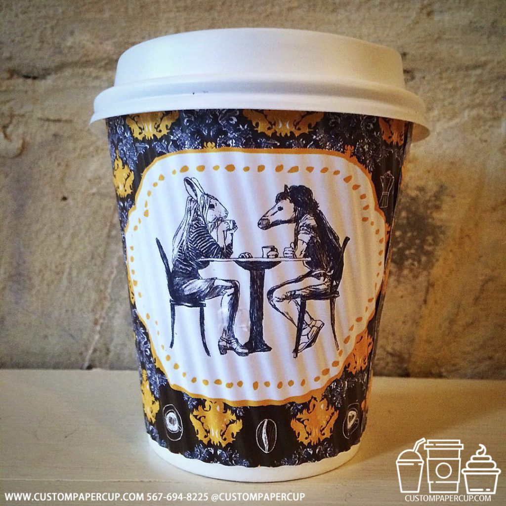 couple rabbit horse animal romantic coffee cup