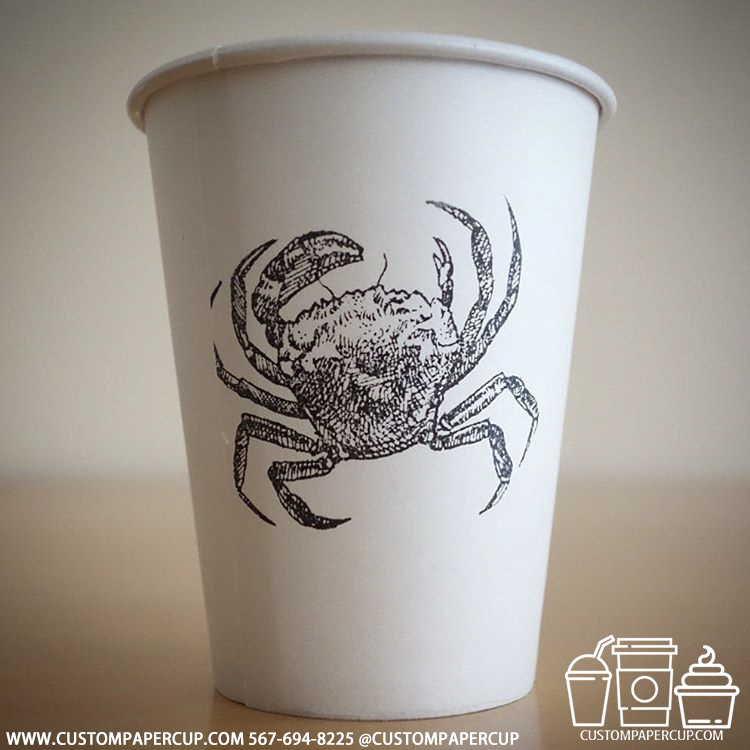 crab painting custom printed paper coffee cups