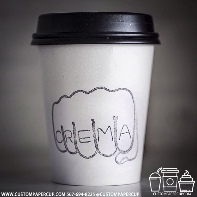 crema fist shock custom printed paper coffee cups