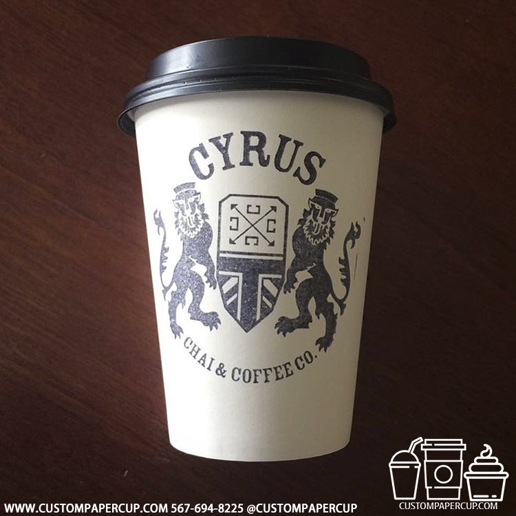 cyrus lions logo coat arms custom printed paper coffee cups