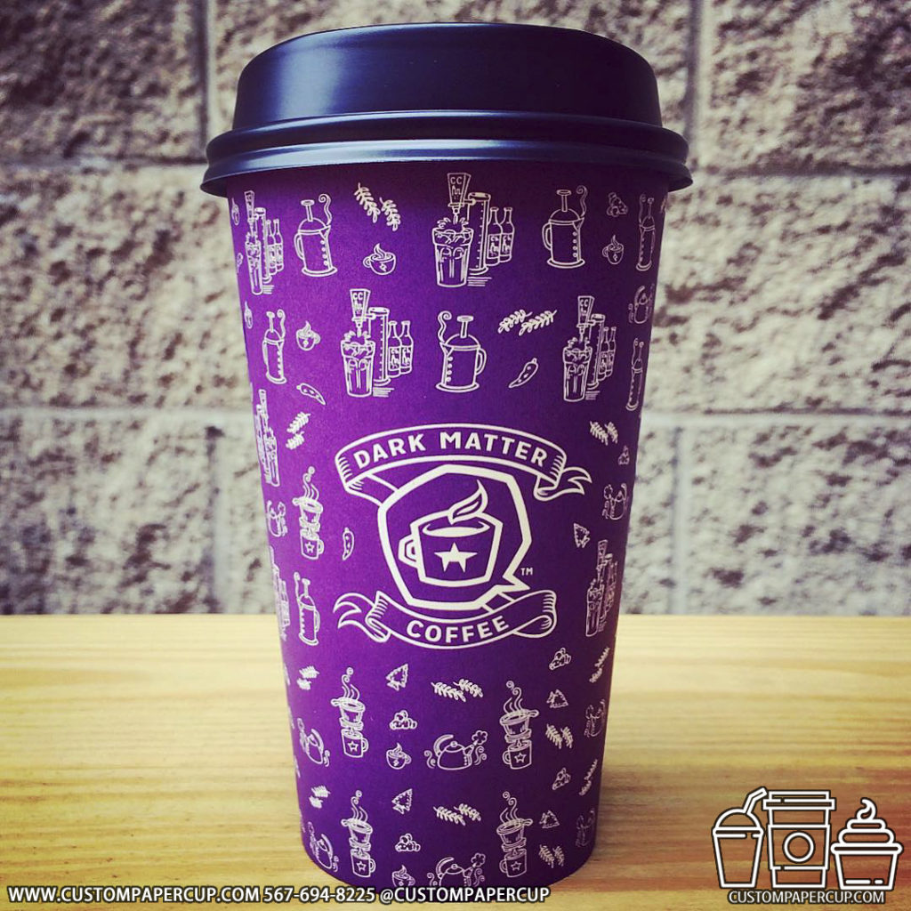 darkmattercoffee violet custom printed paper coffee cups