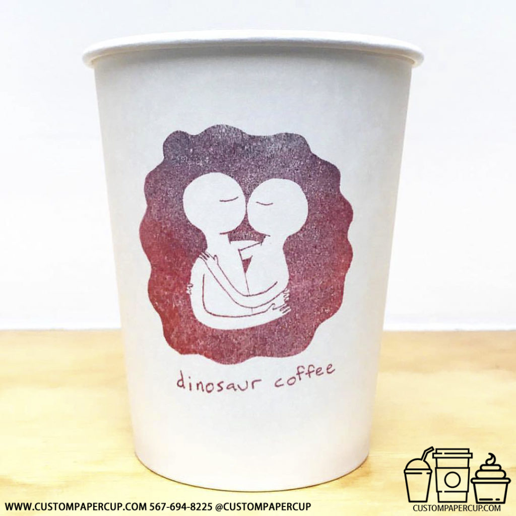 dinosaurcoffee couple kiss custom printed paper coffee cups