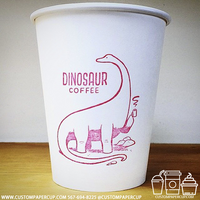 dinosaurcoffee pink custom printed paper coffee cups