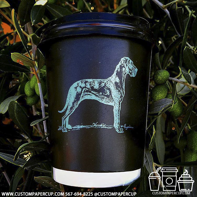 dog standing custom printed coffee cup