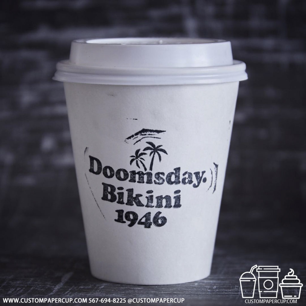 doomsday bikini 1946 custom printed paper coffee cups