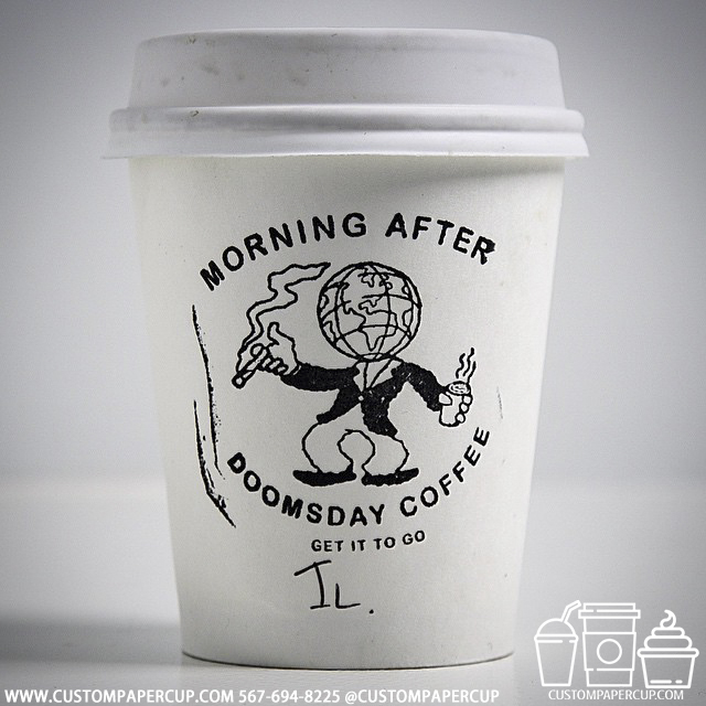 doomsdaycoffee moring after custom printed paper coffee cups