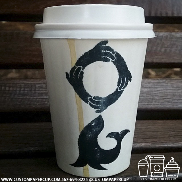 doplhin trick circle play custom printed paper coffee cups