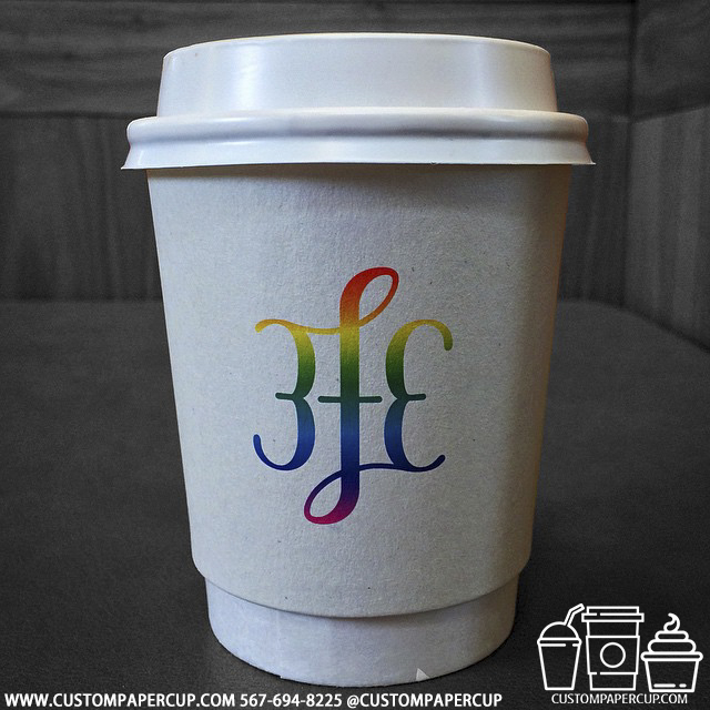 efecoffee rainbow typed custom printed paper coffee cups