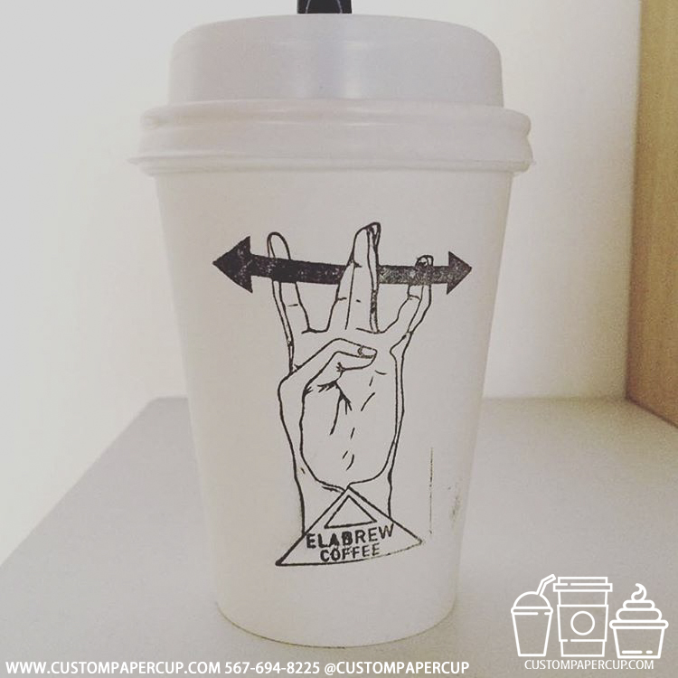 elabrewcoffee hand gesture custom printed paper coffee cups