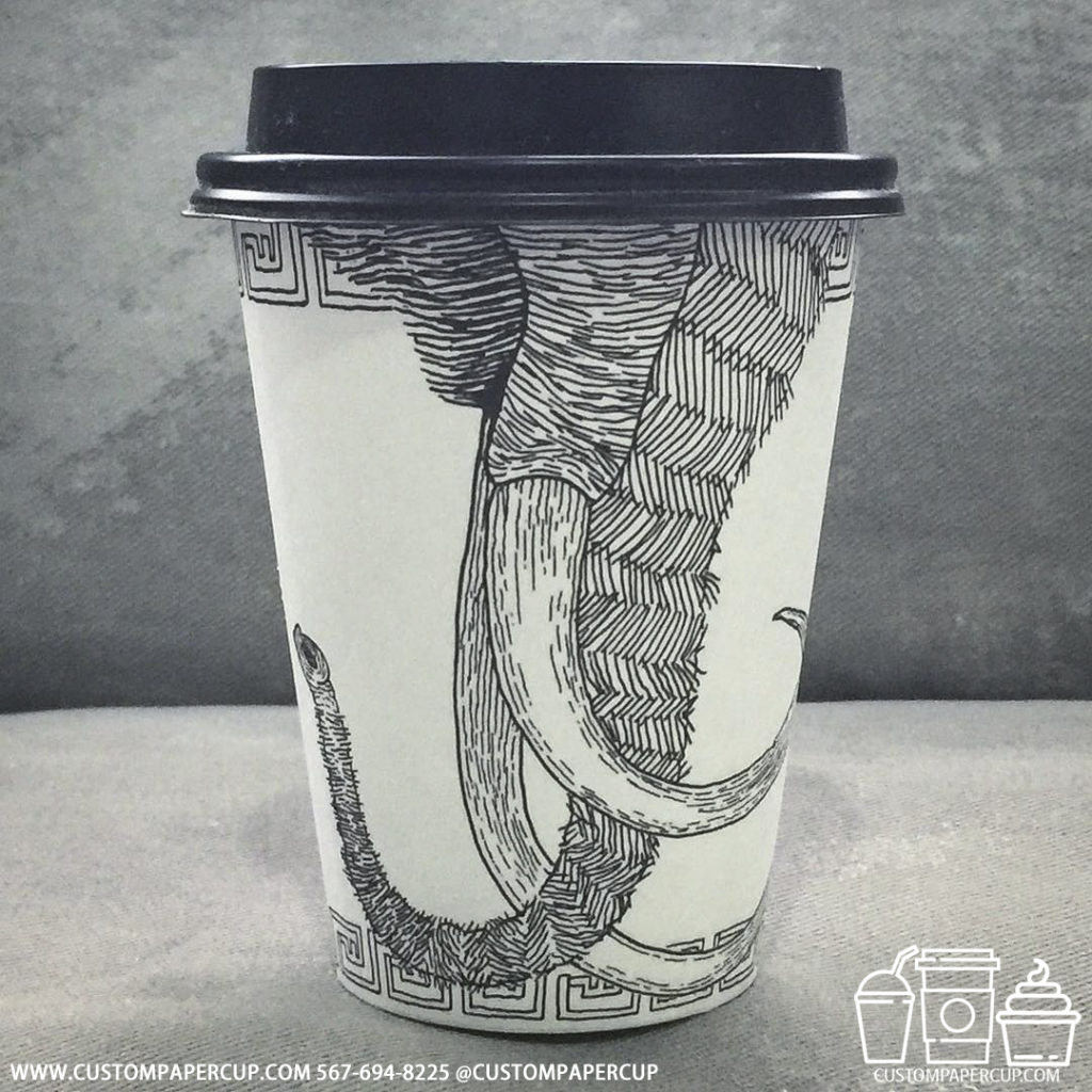 elephant nose trunk custom printed paper coffee cups