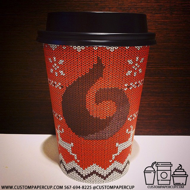fire knit sweatshirt style custom printed paper coffee cups