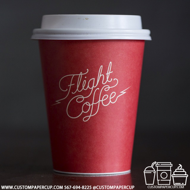 flightcoffee red full custom printed paper coffee cups