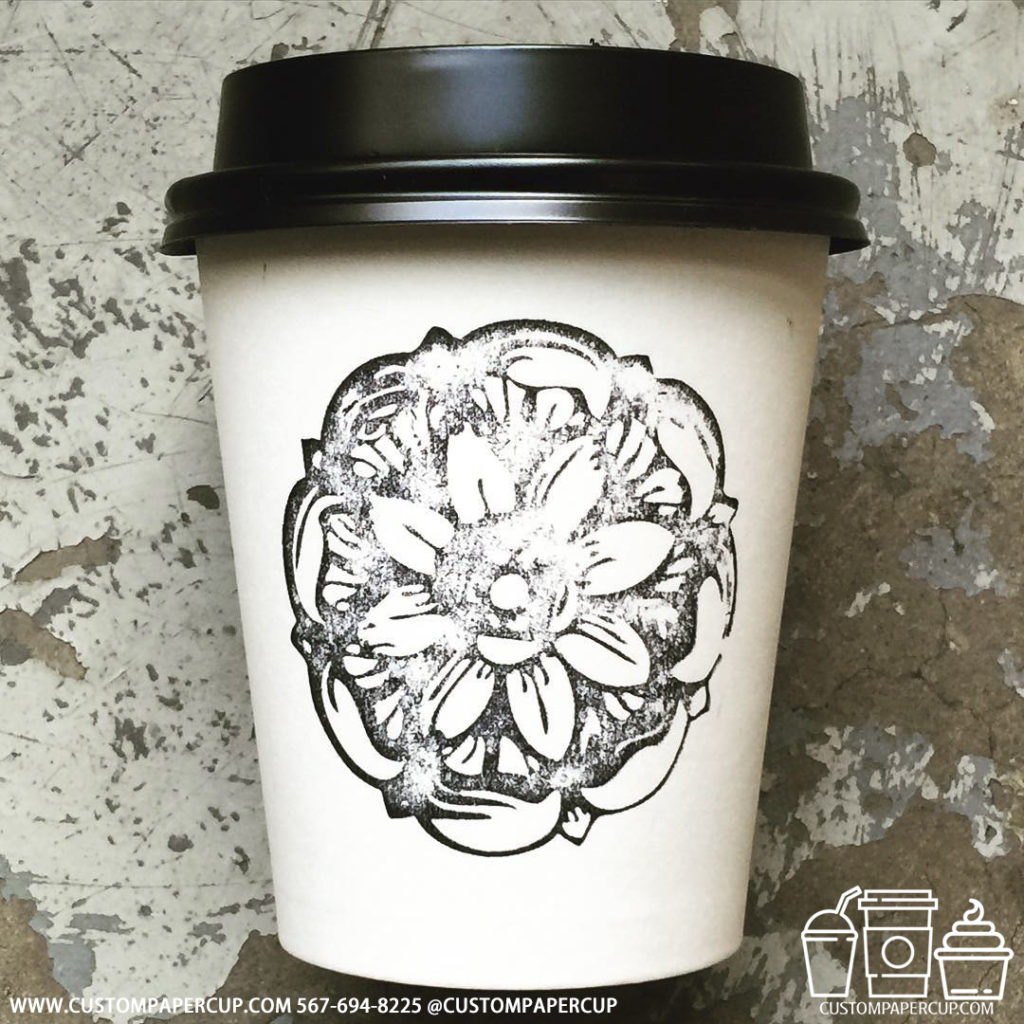 flower logo custom printed paper coffee cups
