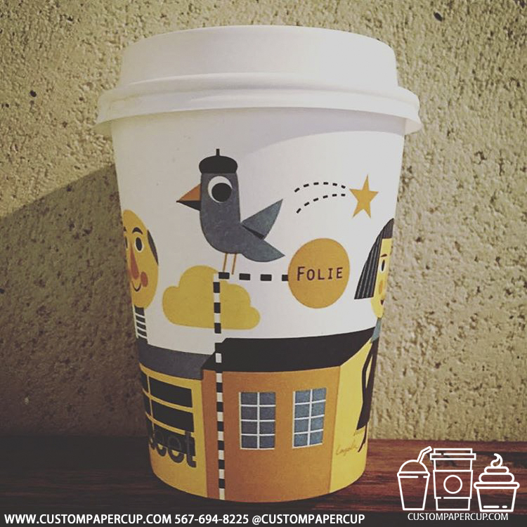 foltecofee bird city custom printed coffee cup