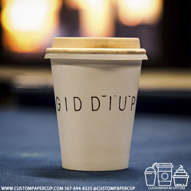 giddiup typed custom printed paper coffee cups