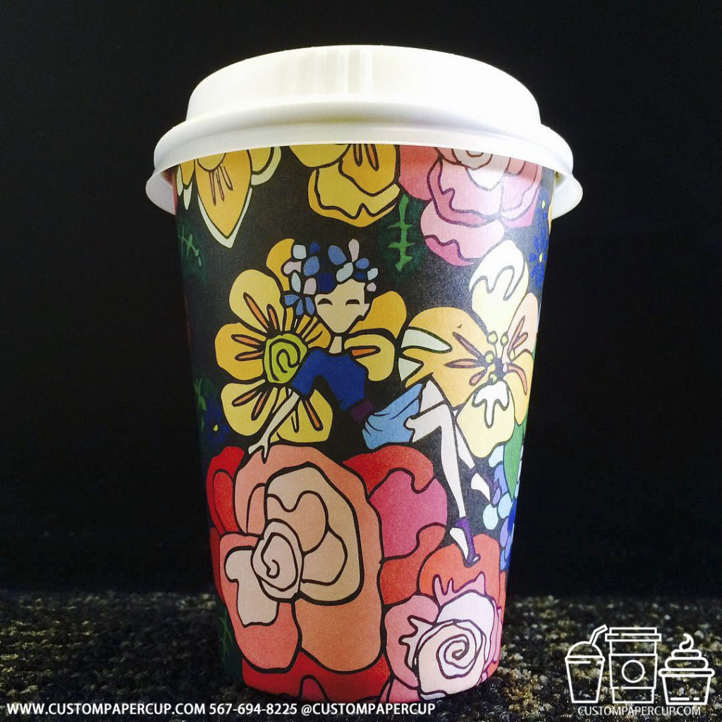girl woman flower custom printed coffee cup