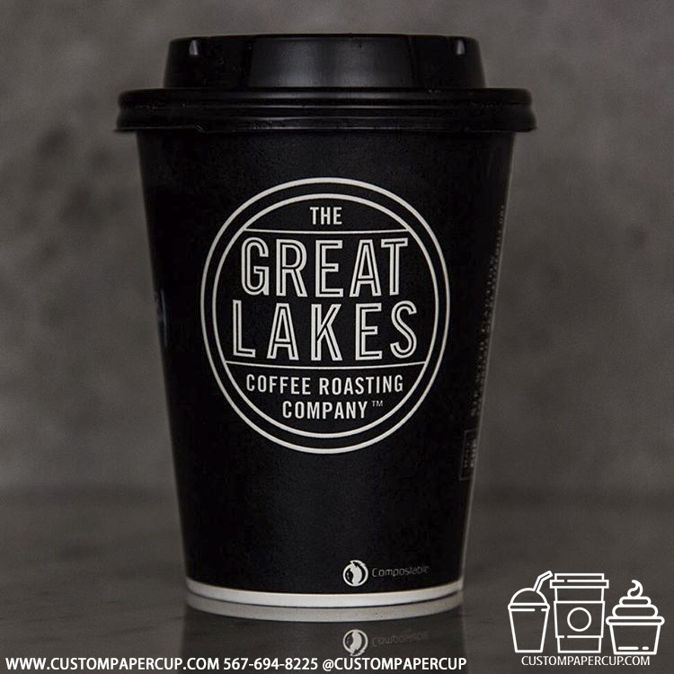 great lakes roasting company logo custom printed coffee cup