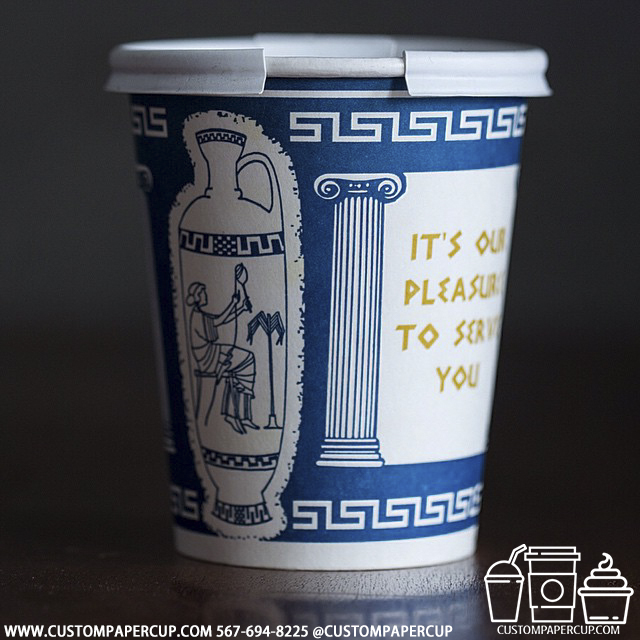 greek amphora column custom printed paper coffee cups | Custom Paper Cups