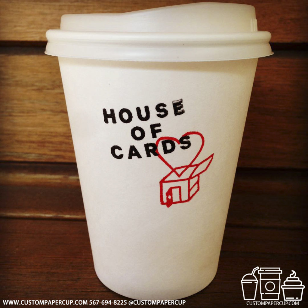house cards logo custom printed paper coffee cups