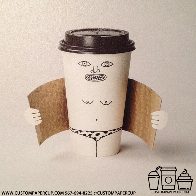 human nude sleeve minimal custom printed paper coffee cups